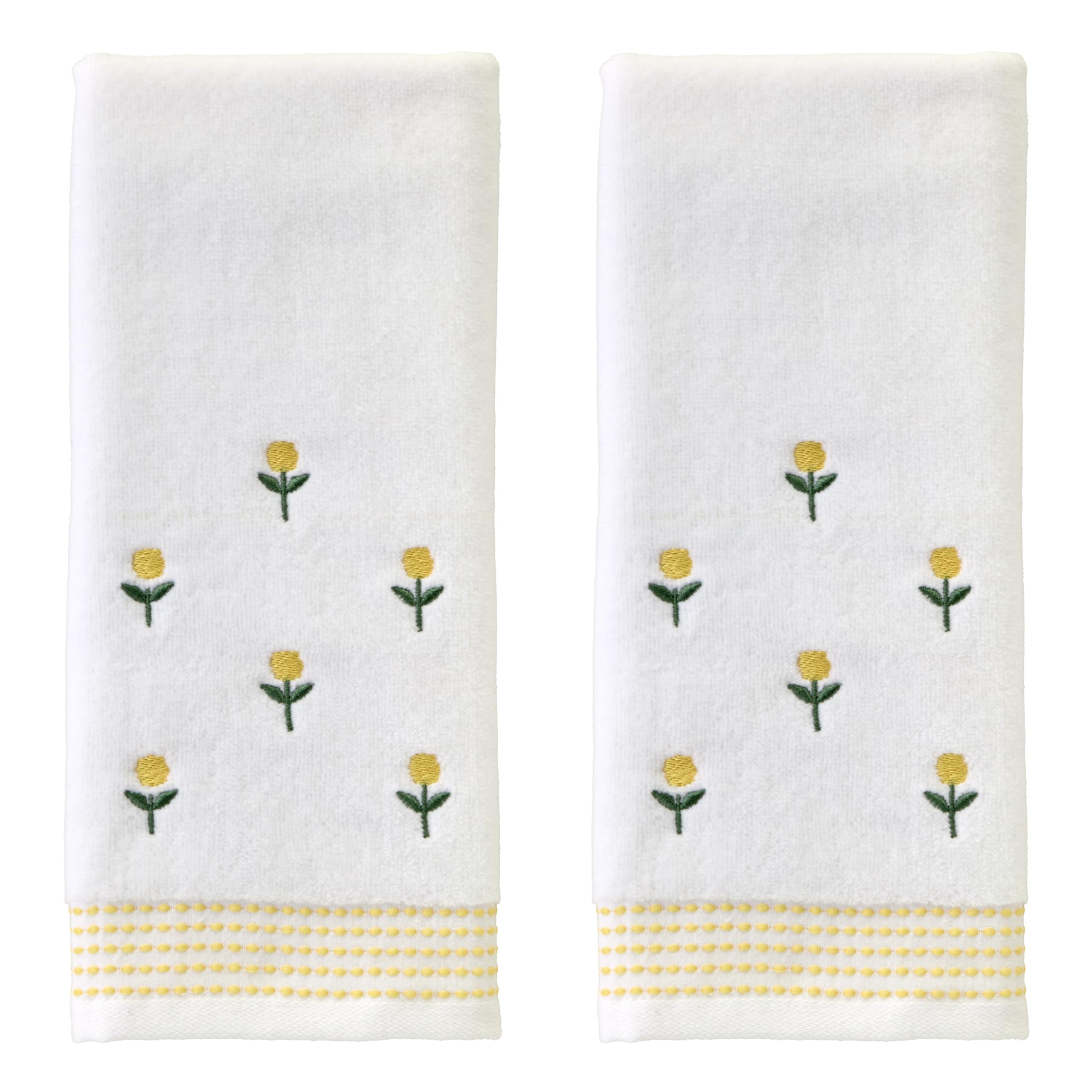 Juego De Toallas De Mano Skl Home Staggered Blossoms, 2 Piezas, Algodón Blanco - Venta Internacional.