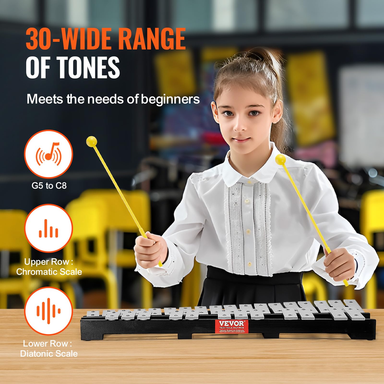 Foto 4 pulgar | Set De Instrumentos De Percusión Xilófonos Glockenspiel Vevor Ks-30 - Venta Internacional.