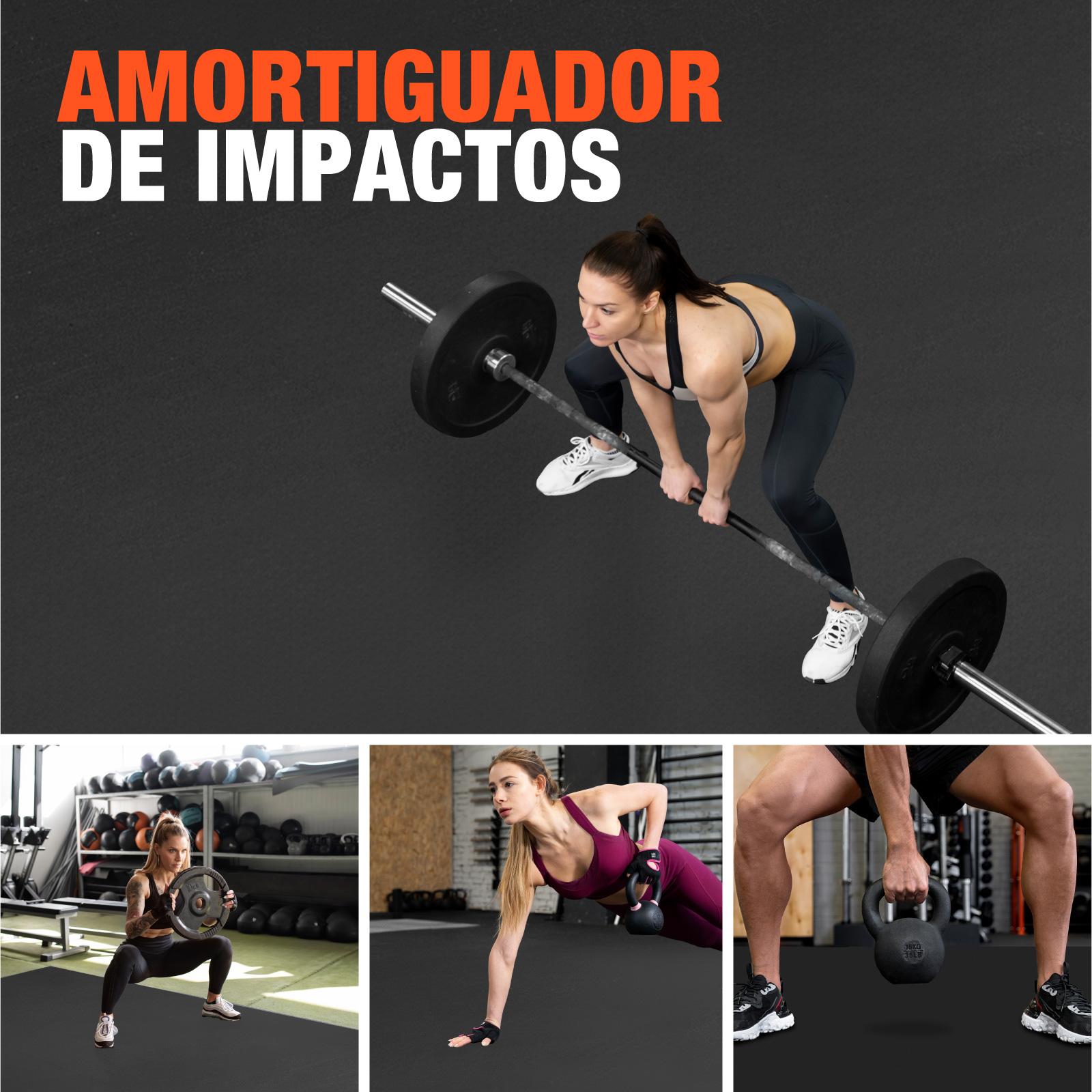 Foto 3 pulgar | Rollo De Piso Para Gimnasio Altera Rudo Alto Impacto 10m2 - Negro
