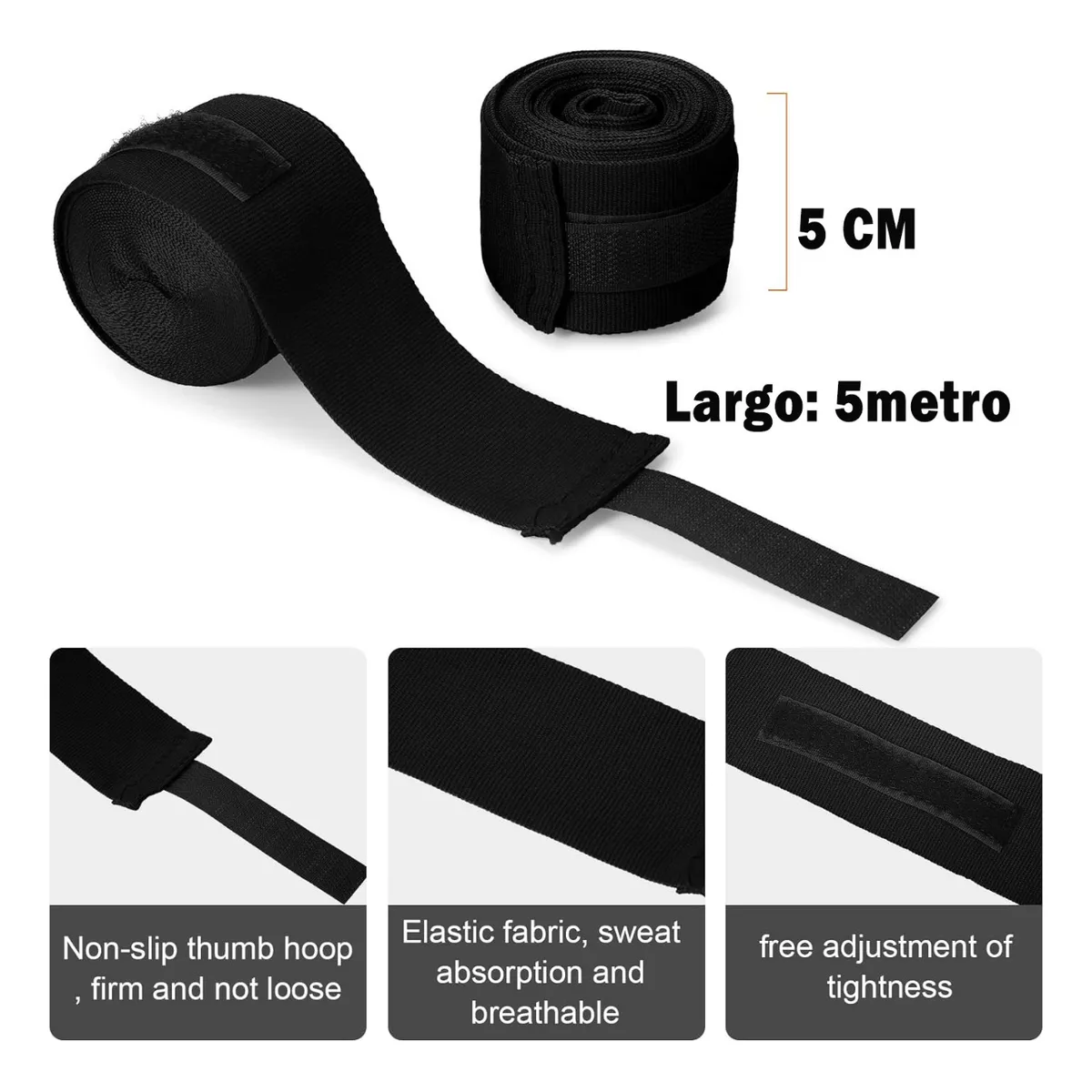 Foto 3 pulgar | 4 Vendas de Box 5 m + Protectores Bucales + Vendaje Eo Safe Imports Esi-18071 Negro