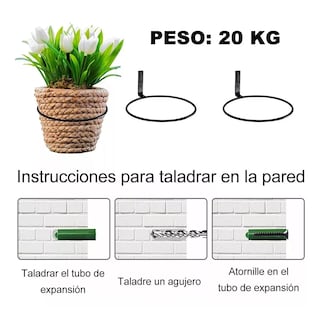 Foto 2 | Porta Soporte Para Macetas Pared Decoración De Herrería 6pzs Eo Safe Imports Esi-16365 Negro