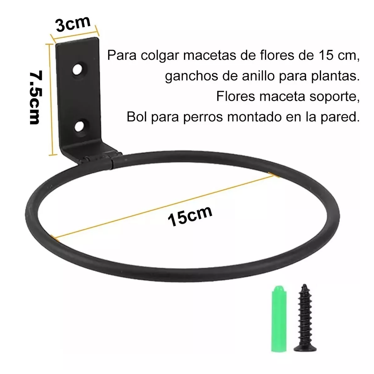 Foto 3 | Porta Soporte Para Macetas Pared Decoración De Herrería 6pzs Eo Safe Imports Esi-16365 Negro