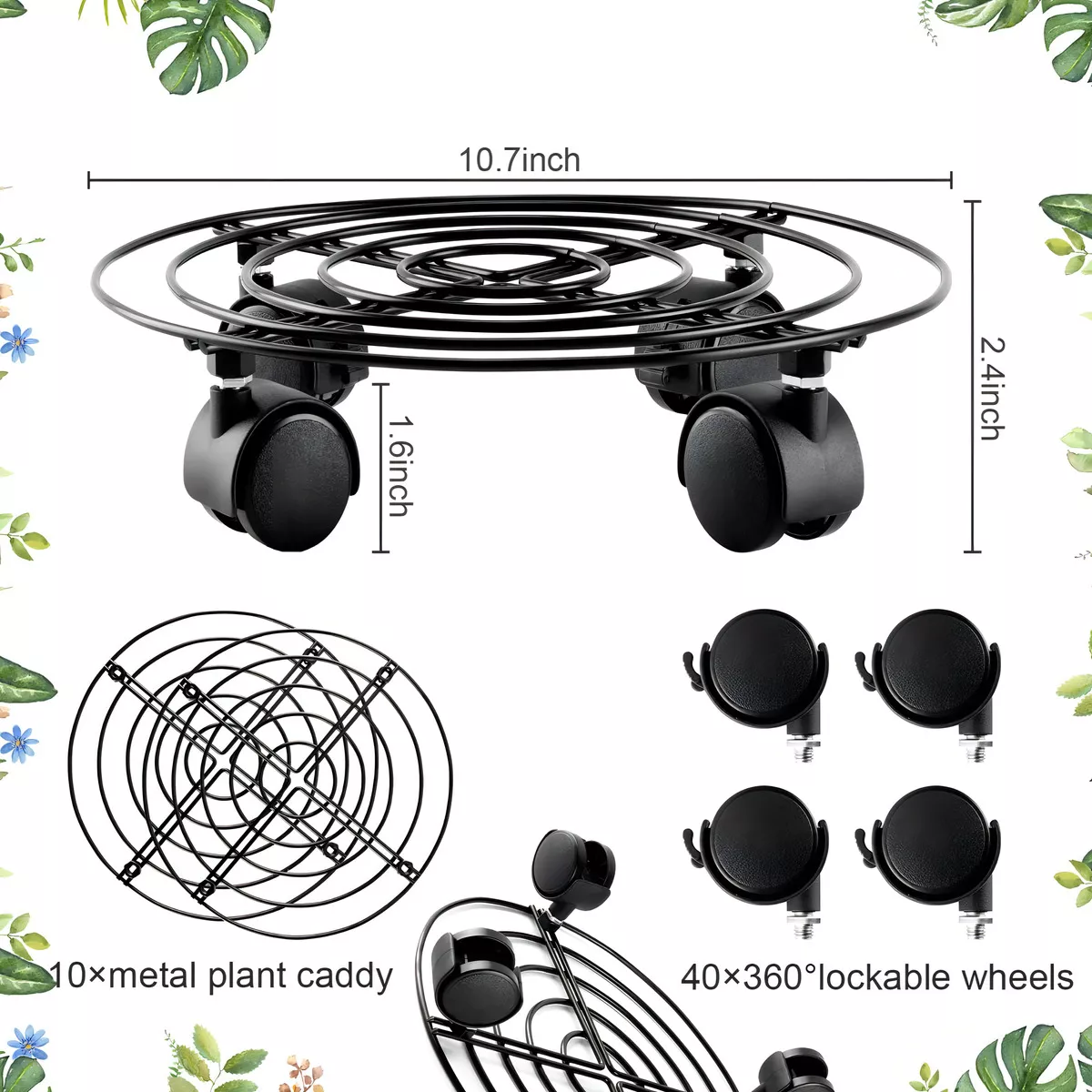 Foto 3 pulgar | Porta Macetas Decorativas Jardin Plantas 4 Piezas Negro