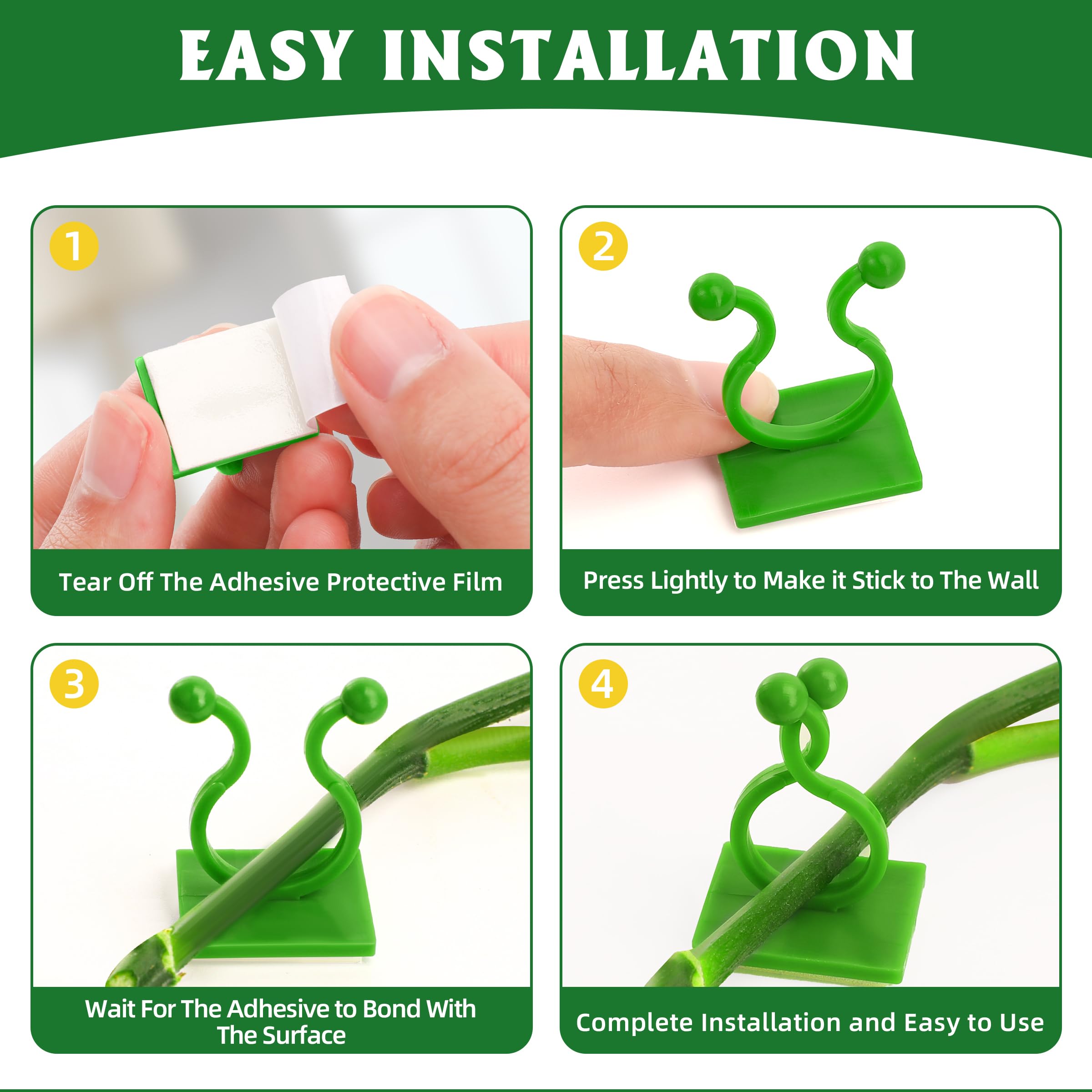 Foto 6 pulgar | Pinzas De Pared Ewpjdk Para Plantas Trepadoras, 180 Unidades (verdes) - Venta Internacional.