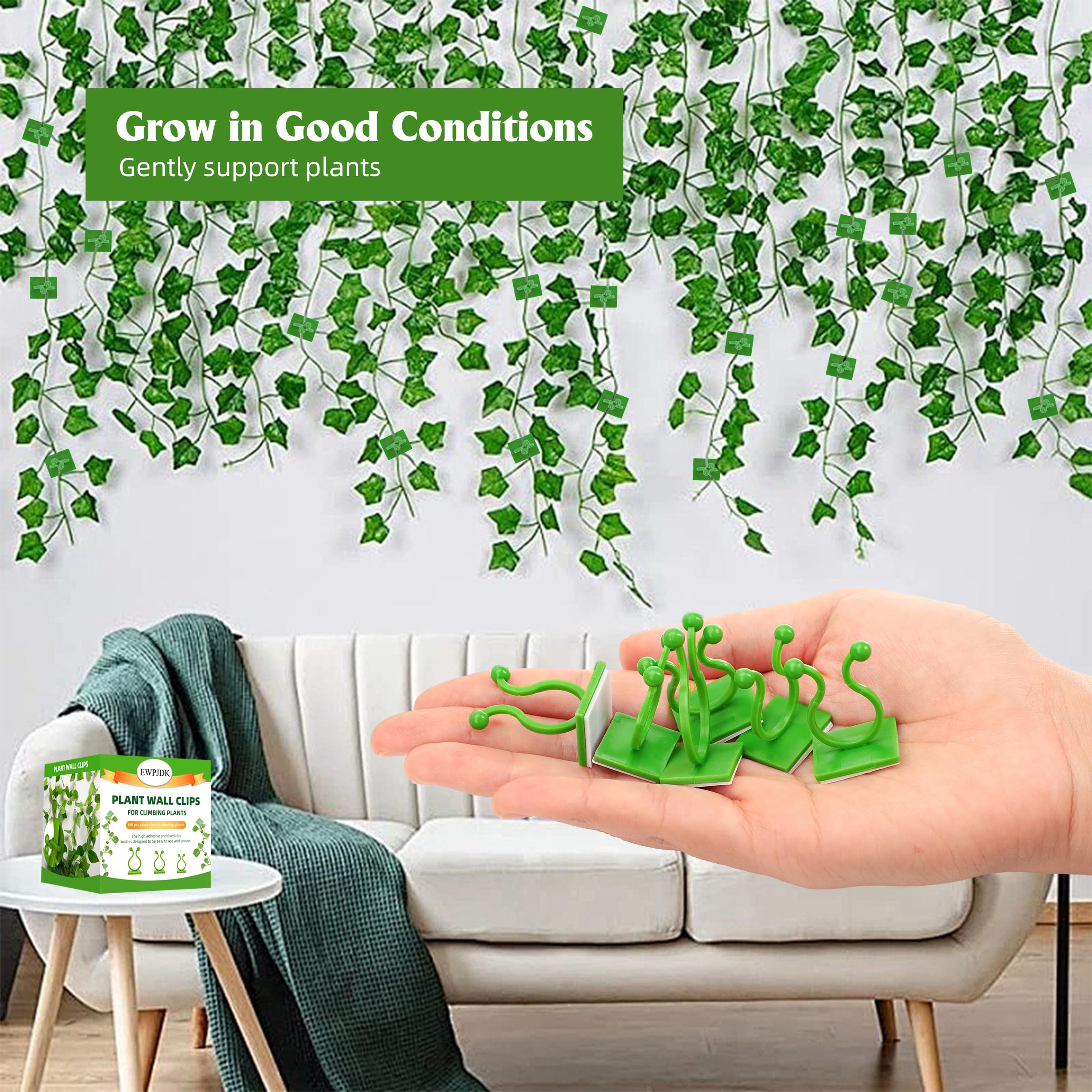 Foto 7 pulgar | Pinzas De Pared Ewpjdk Para Plantas Trepadoras, 180 Unidades (verdes) - Venta Internacional.
