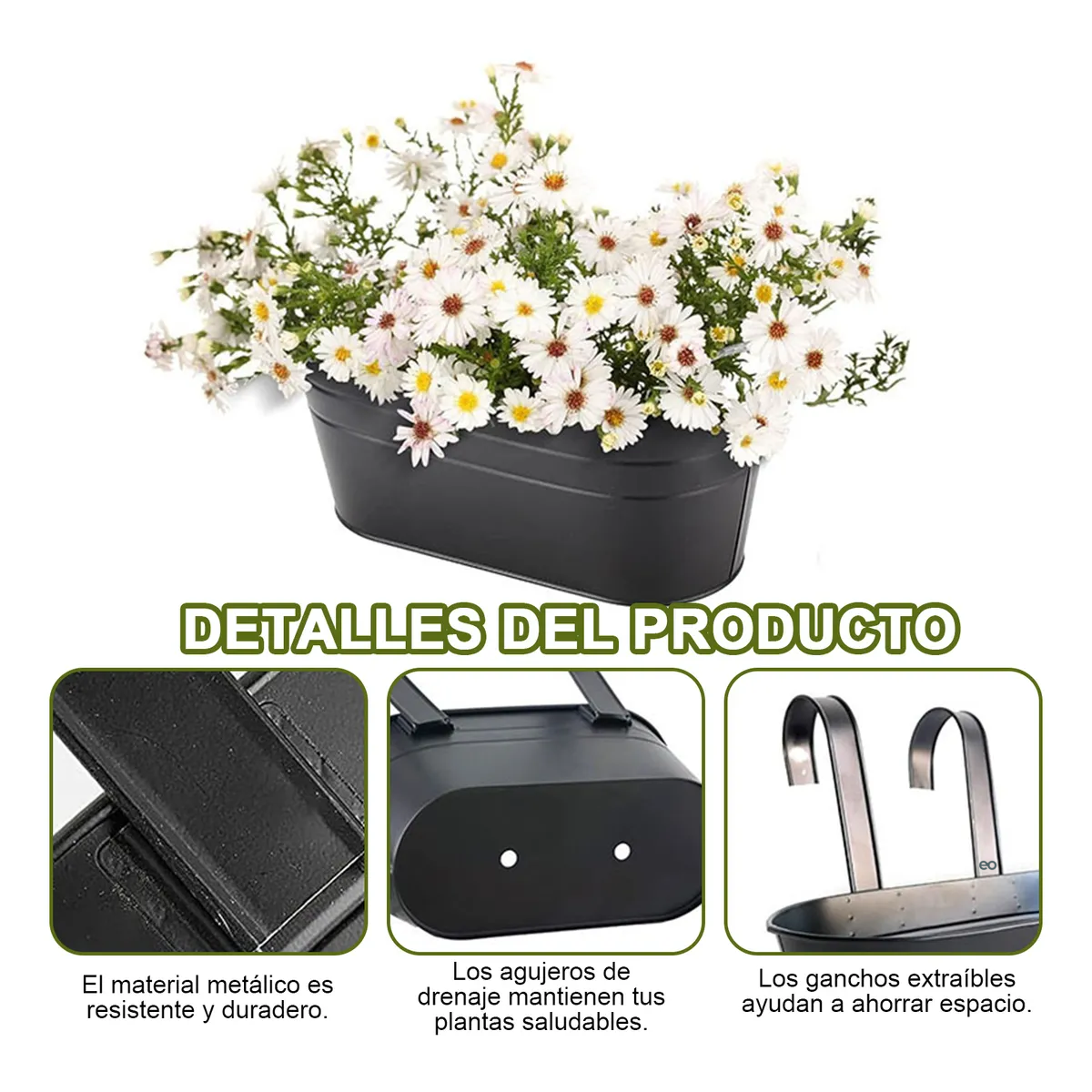 Foto 4 pulgar | Maceta Colgante De Metal Para Jardín Y Hogar, 5 Piezas Eo Safe Imports Esi-19463 Negro