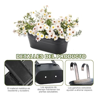 Foto 3 | Maceta Colgante De Metal Para Jardín Y Hogar, 5 Piezas Eo Safe Imports Esi-19463 Negro
