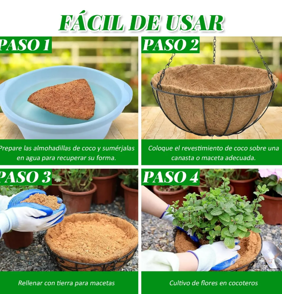 Foto 4 pulgar | Set De 4 Macetas Colgantes Xtellar De Metal Con Revestimiento De Fibra De Coco Natural