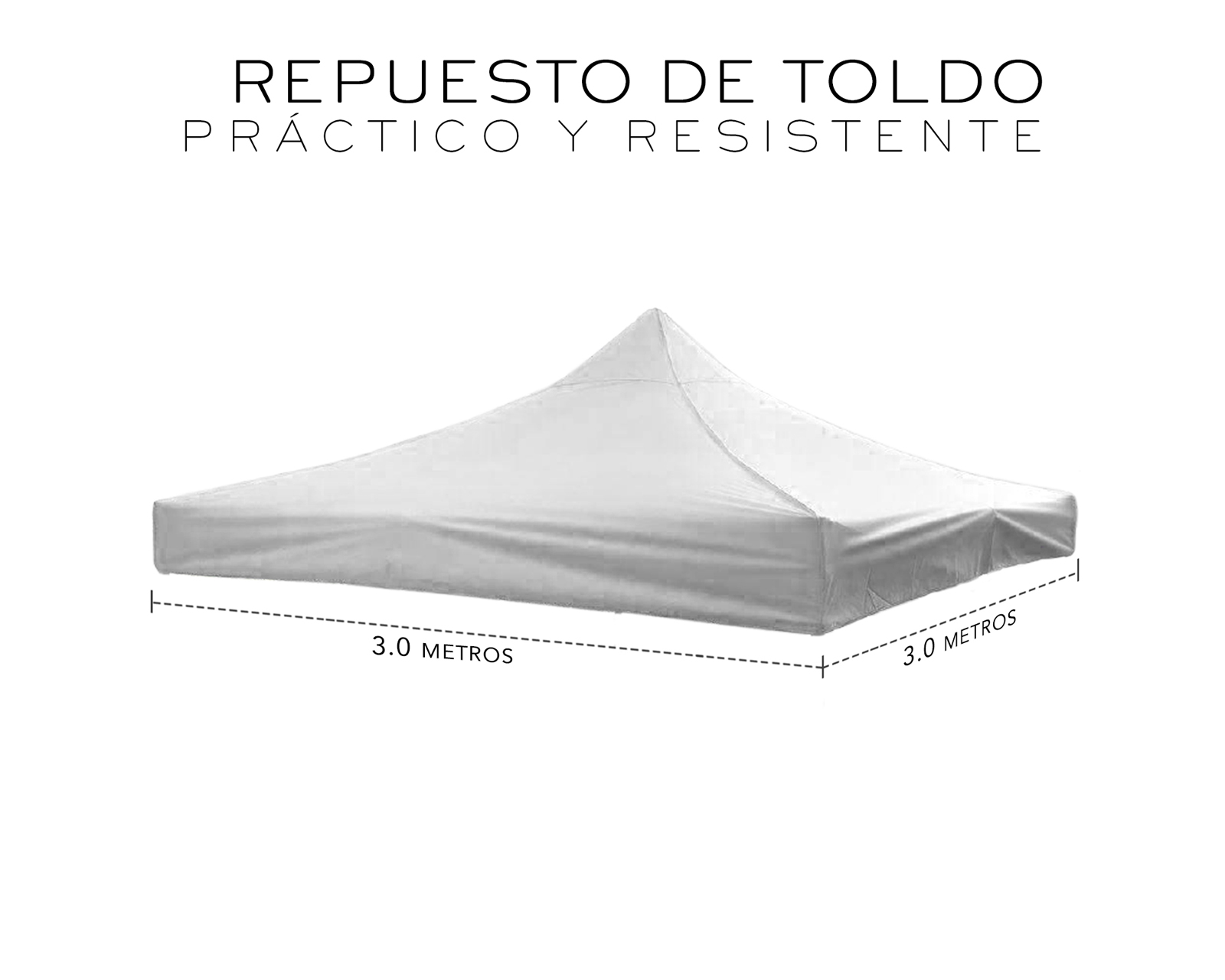 Foto 3 pulgar | Lona Repuesto Para Toldo 3x3 Basitex Blanco