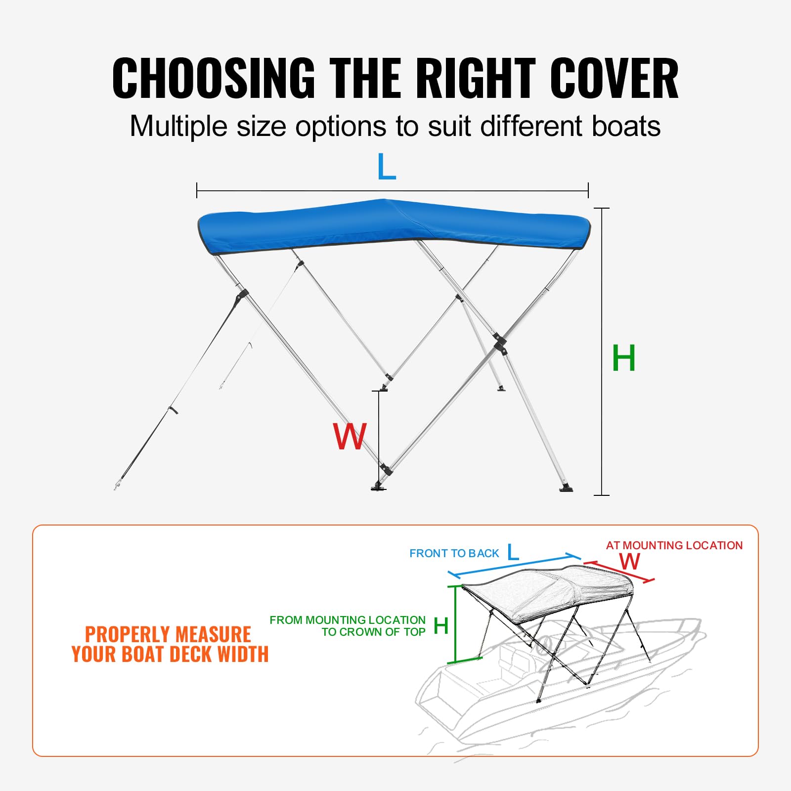 Foto 7 pulgar | Funda Para Barco Bimini Top Vevor 3 Bow, 6 Pies X 46 Cm X 155 A 168 Cm - Venta Internacional.