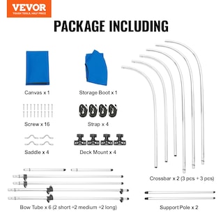Foto 7 | Funda Para Barco Bimini Top Vevor 3 Bow, 6 Pies X 46 Cm X 155 A 168 Cm - Venta Internacional.