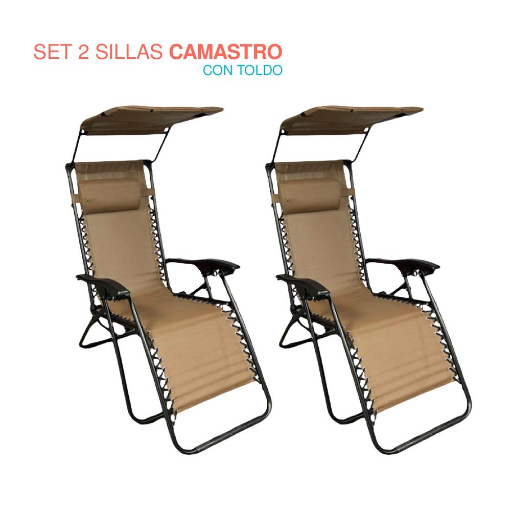 Foto 1 | Camastros Plegables Elly Decor SO-SGCCD color Beige con Sombrilla 2 Piezas