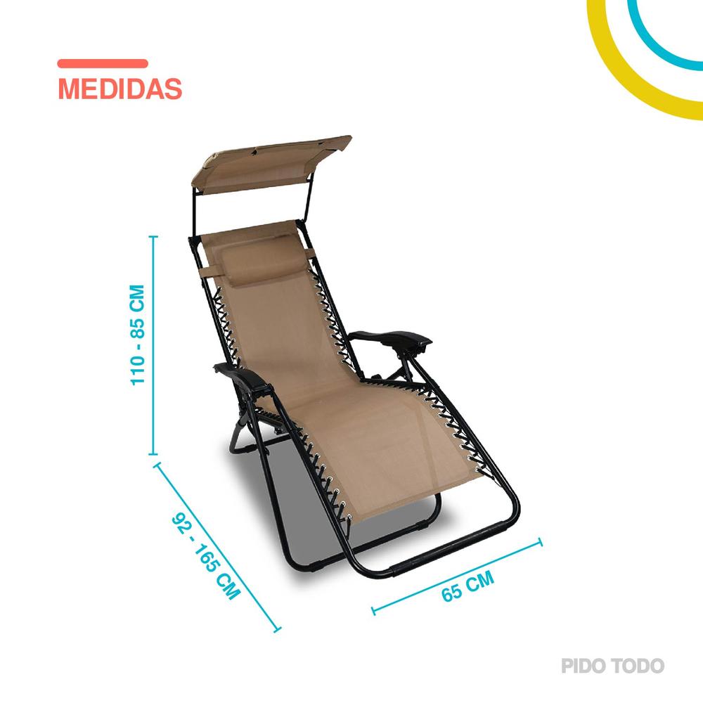 Foto 2 | Camastros Plegables Elly Decor SO-SGCCD color Beige con Sombrilla 2 Piezas