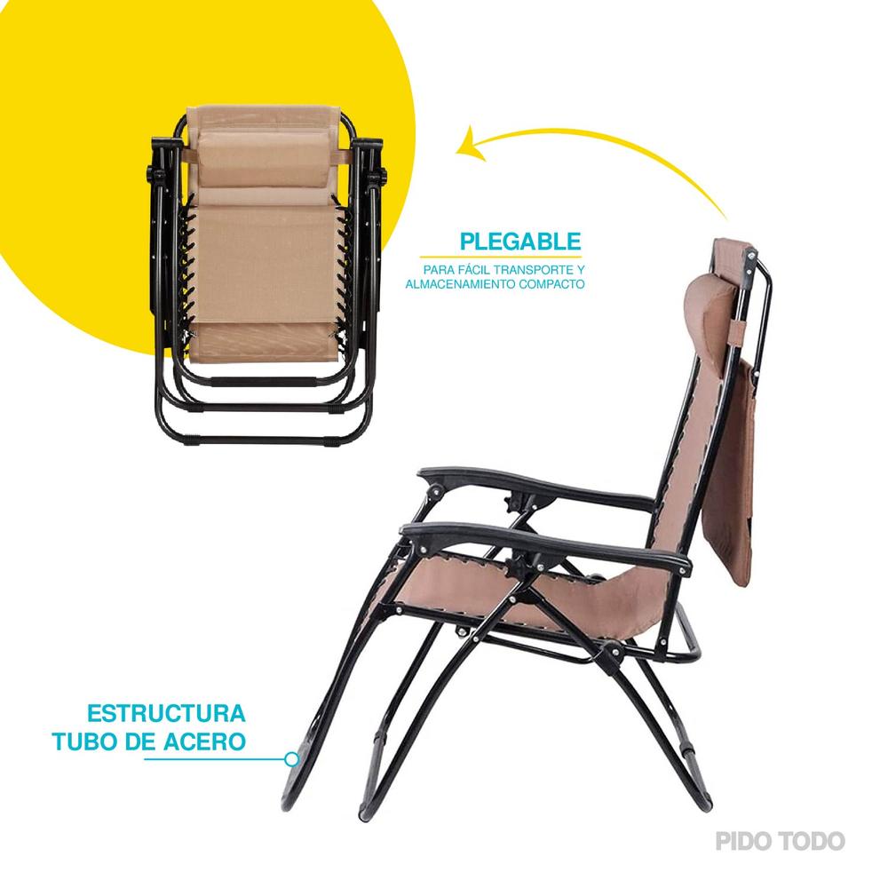 Foto 6 | Camastros Plegables Elly Decor SO-SGCCD color Beige con Sombrilla 2 Piezas