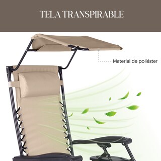 Foto 6 | Camastros Plegables Elly Decor SO-SGCCD color Beige con Sombrilla 2 Piezas