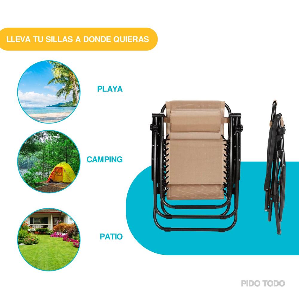 Foto 7 | Camastros Plegables Elly Decor SO-SGCCD color Beige con Sombrilla 2 Piezas