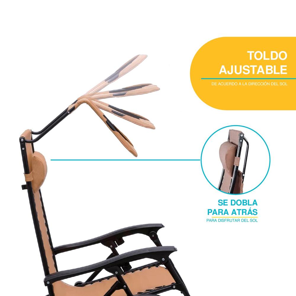 Foto 9 pulgar | Camastros Plegables Elly Decor SO-SGCCD color Beige con Sombrilla 2 Piezas