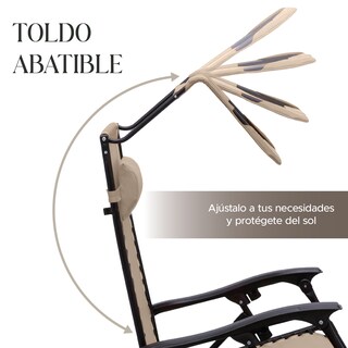 Foto 8 | Camastros Plegables Elly Decor SO-SGCCD color Beige con Sombrilla 2 Piezas