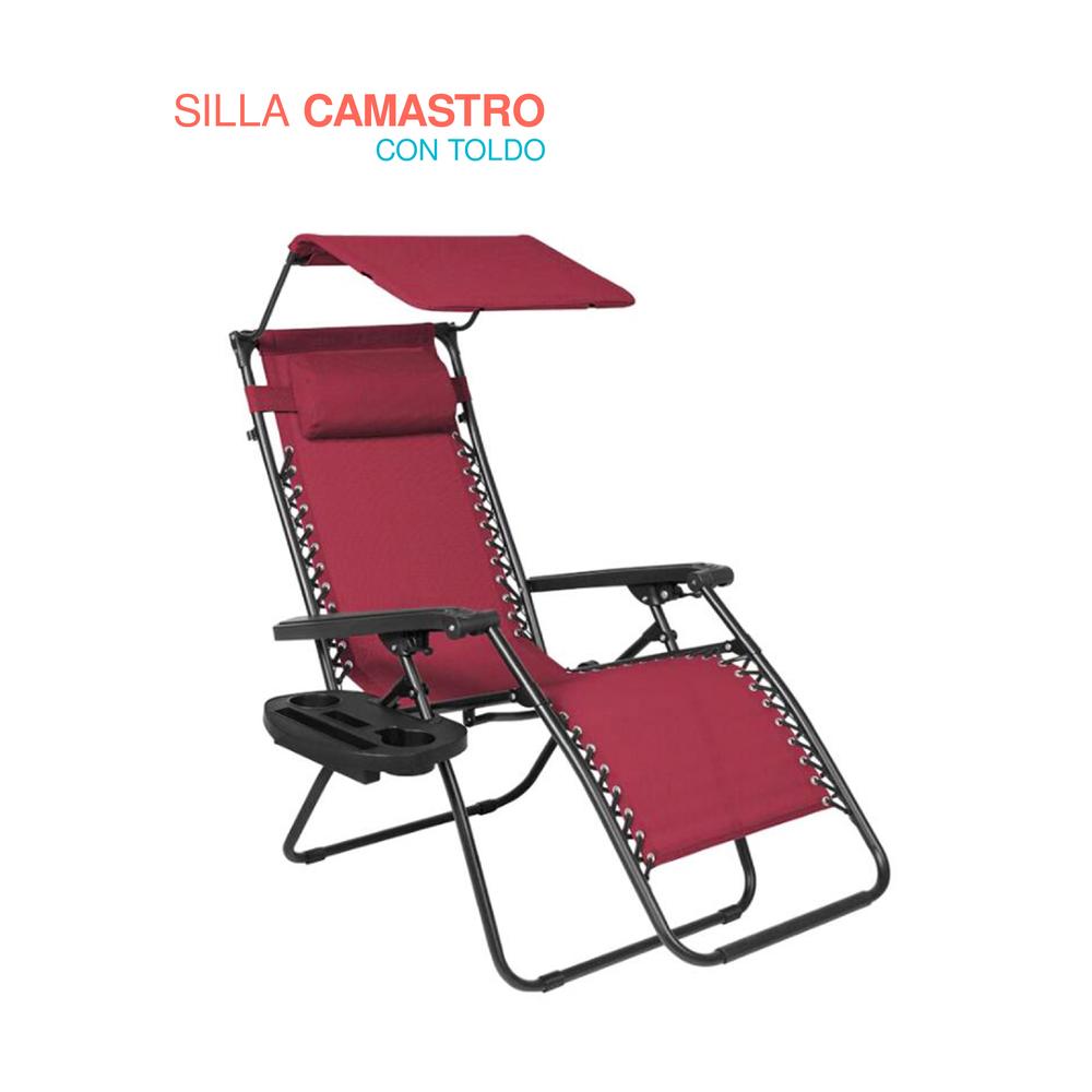 Foto 2 pulgar | Camastro Plegable Elly Decor con Sombrilla color Vino