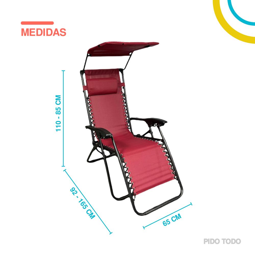 Foto 3 pulgar | Camastro Plegable Elly Decor con Sombrilla color Vino