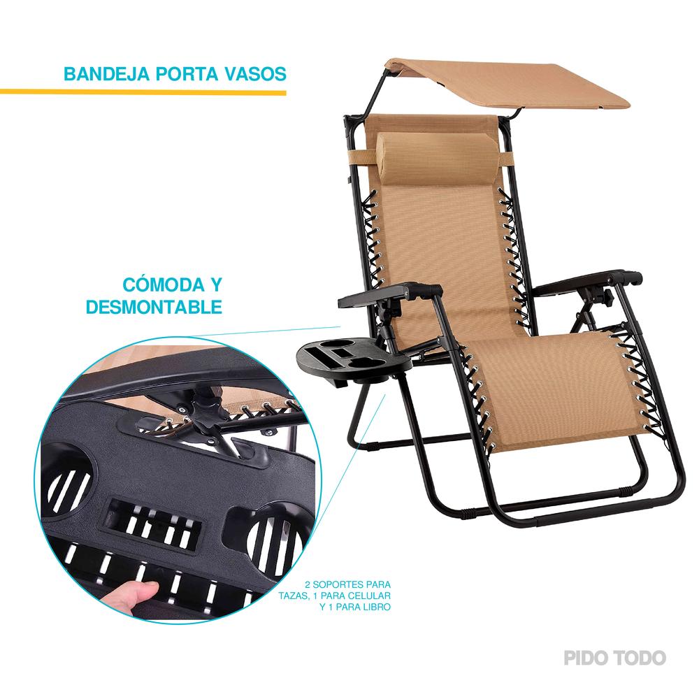 Foto 6 pulgar | Camastro Plegable Elly Decor con Sombrilla