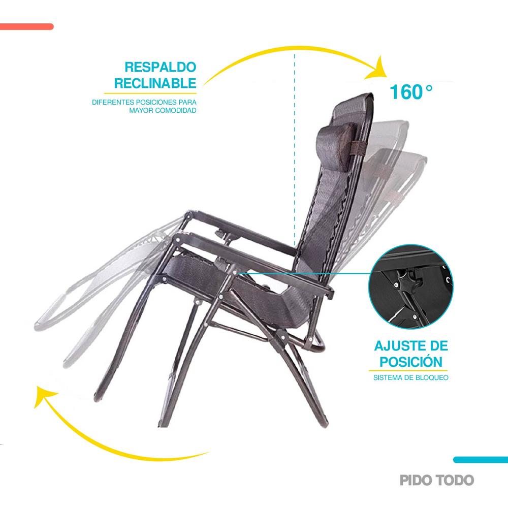 Foto 6 pulgar | Set De 2 Sillas Tipo Camastro Plegable Tecnologia Gravedad Cero Reclinable