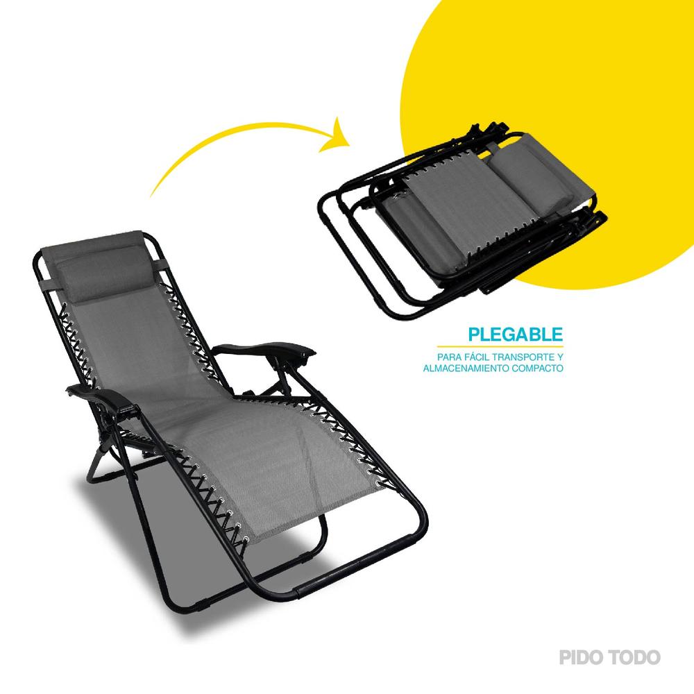 Foto 6 | Set De 2 Sillas Tipo Camastro Plegable Tecnologia Gravedad Cero Reclinable