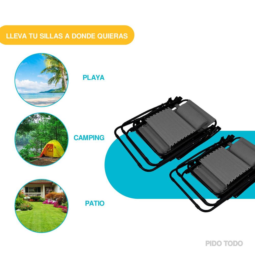 Foto 9 pulgar | Set De 2 Sillas Tipo Camastro Plegable Tecnologia Gravedad Cero Reclinable