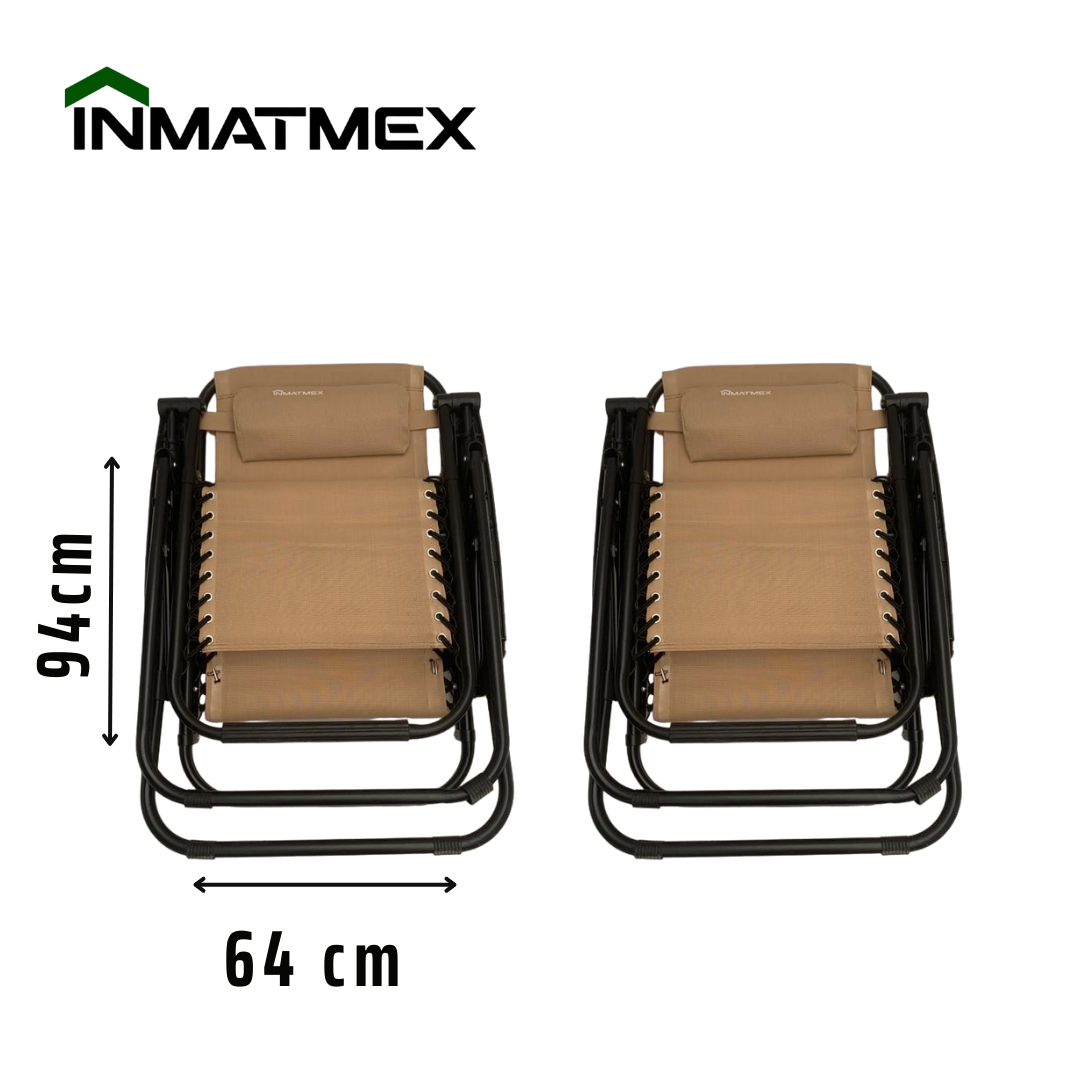 Foto 4 pulgar | Camastros INMATMEX Gravedad Cero Beige 2 PZAS