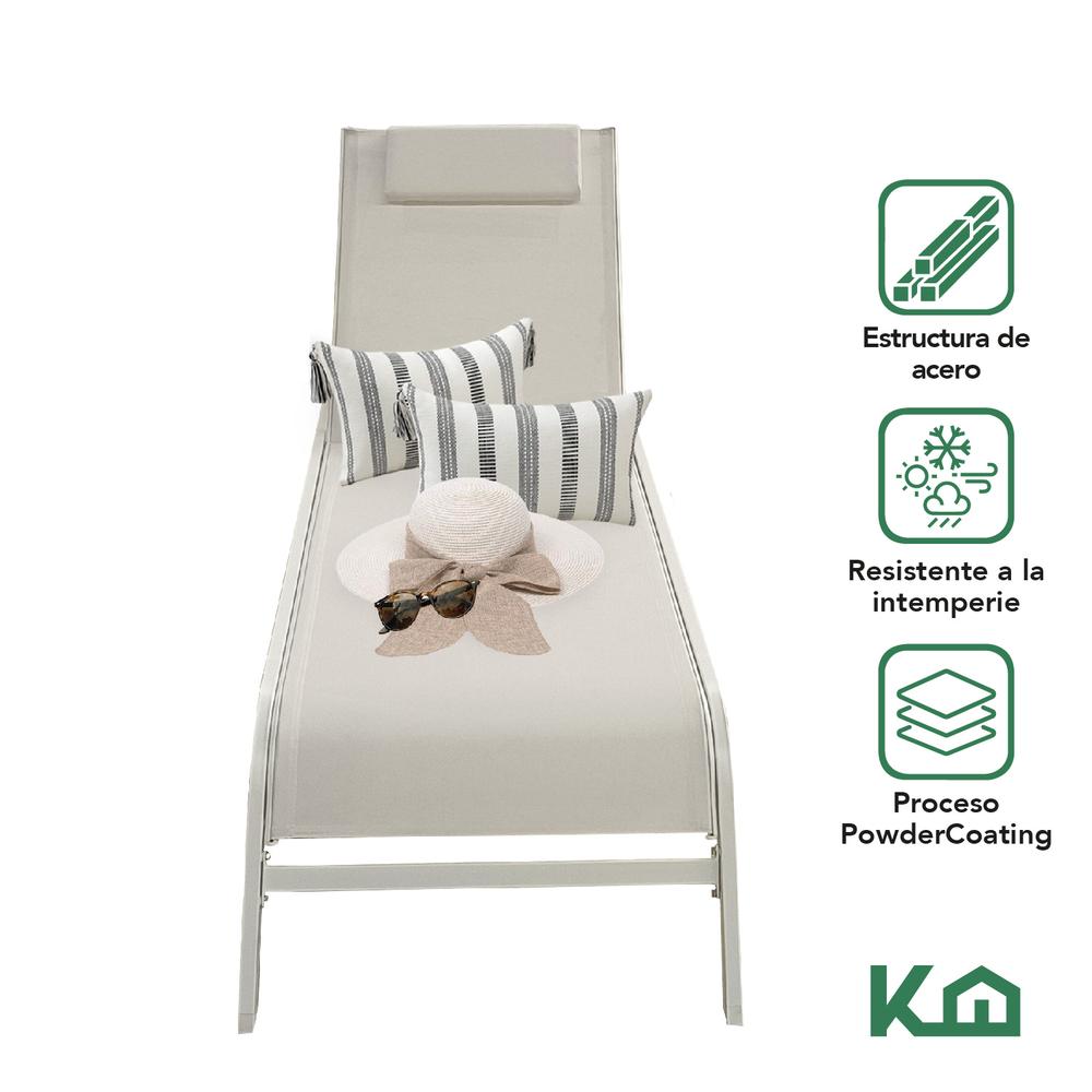 Foto 3 pulgar | Camastro Exterior Textileno Reclinable Silla De Playa Jardin