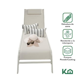 Foto 2 | Camastro Exterior Textileno Reclinable Silla De Playa Jardin
