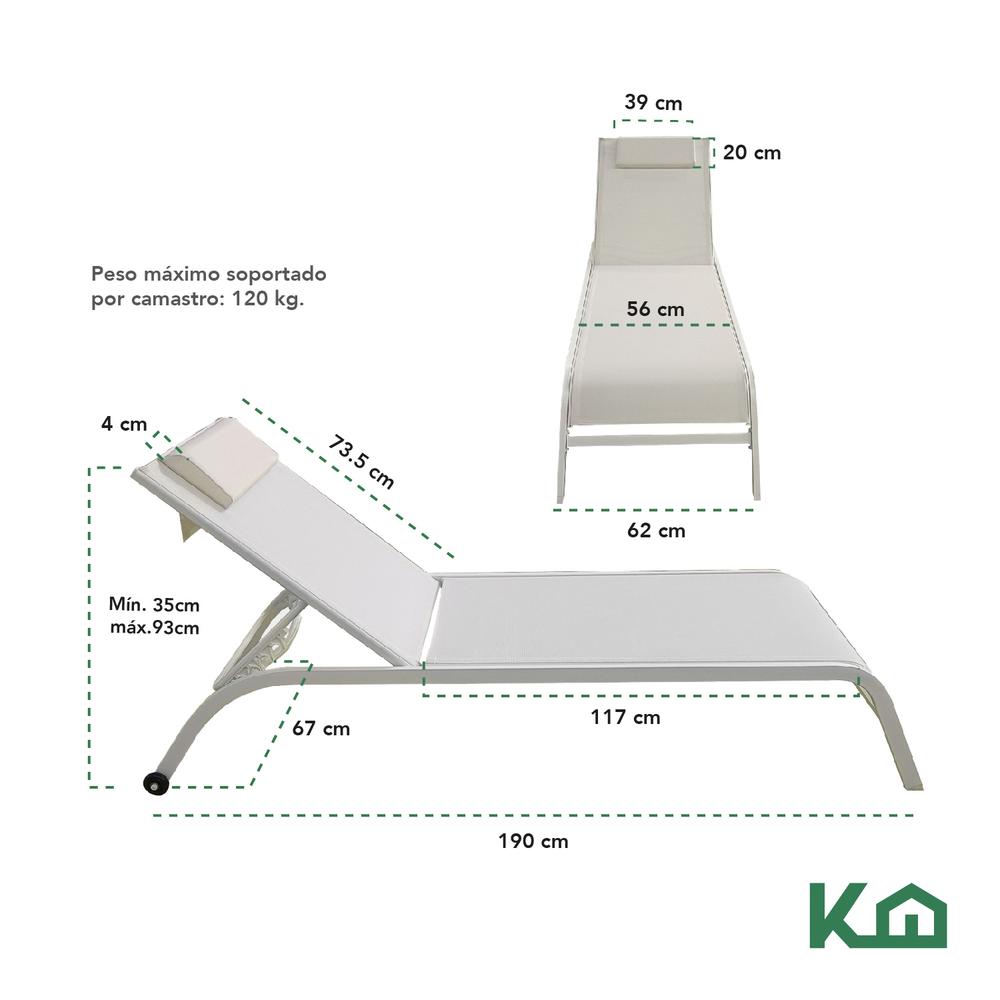 Foto 6 pulgar | Camastro Exterior Textileno Reclinable Silla De Playa Jardin