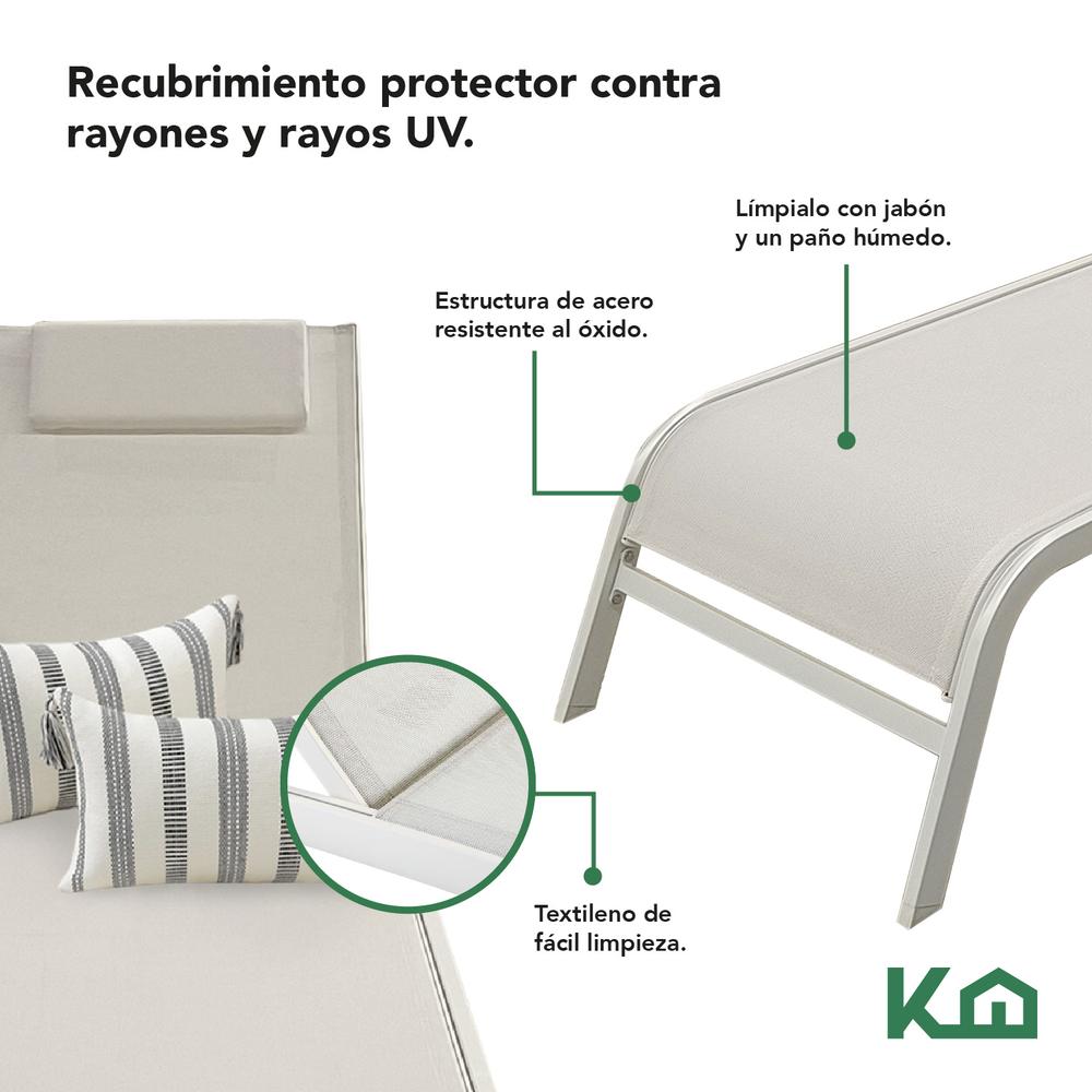 Foto 7 pulgar | Camastro Exterior Textileno Reclinable Silla De Playa Jardin