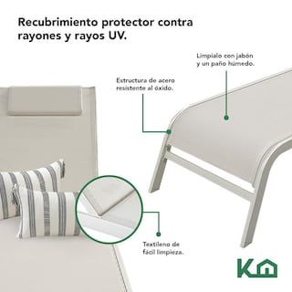 Foto 6 | Camastro Exterior Textileno Reclinable Silla De Playa Jardin