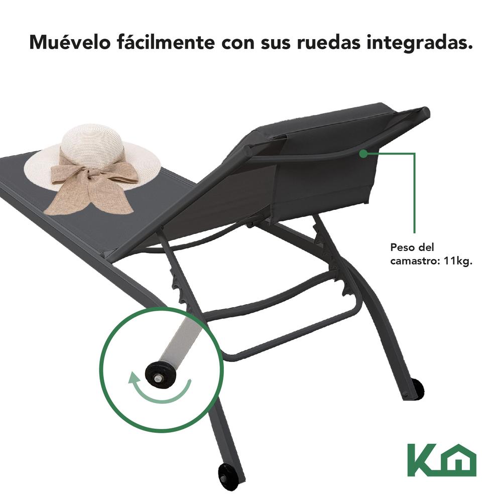 Foto 5 pulgar | Camastro Exterior Textileno Reclinable Silla De Playa Jardin