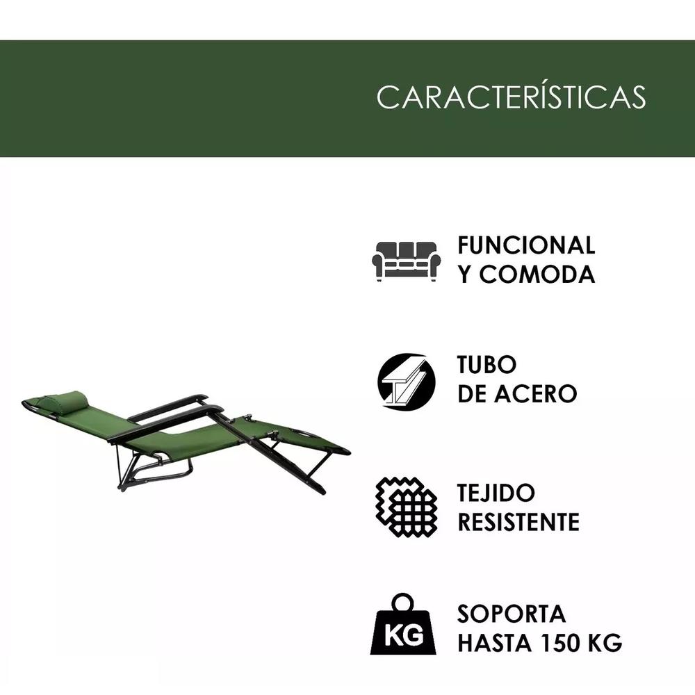 Foto 6 pulgar | 4 Sillas Camastro Plegable Reclinable Jardín Playa Alberca