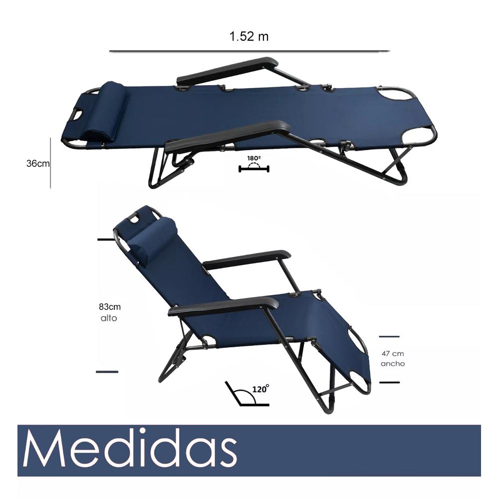 Foto 4 | 4 Sillas Camastro Plegable Reclinable Jardín Playa Alberca