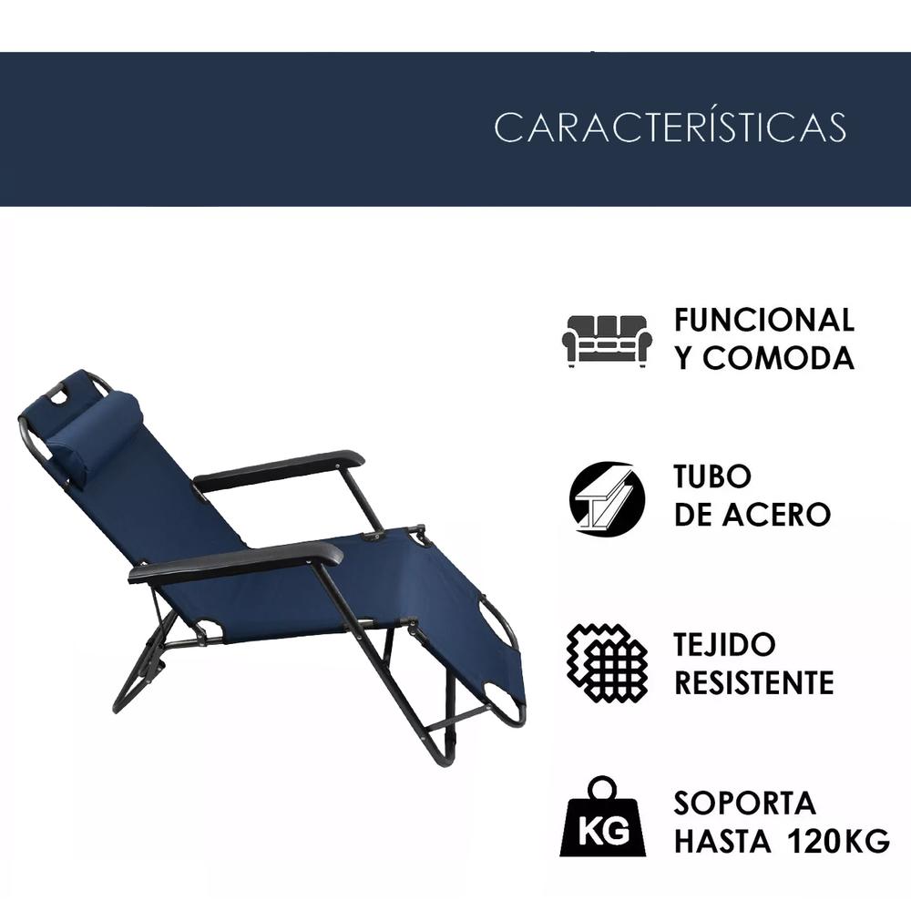 Foto 5 | 4 Sillas Camastro Plegable Reclinable Jardín Playa Alberca