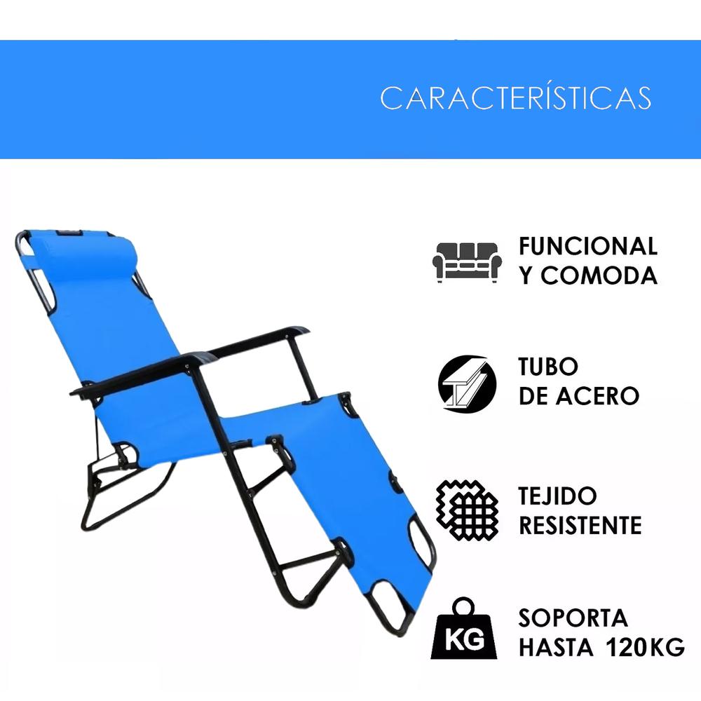 Foto 5 pulgar | 4 Sillas Camastro Plegable Reclinable Jardín Playa Alberca