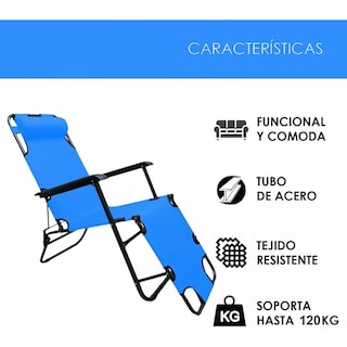 Foto 4 | 4 Sillas Camastro Plegable Reclinable Jardín Playa Alberca
