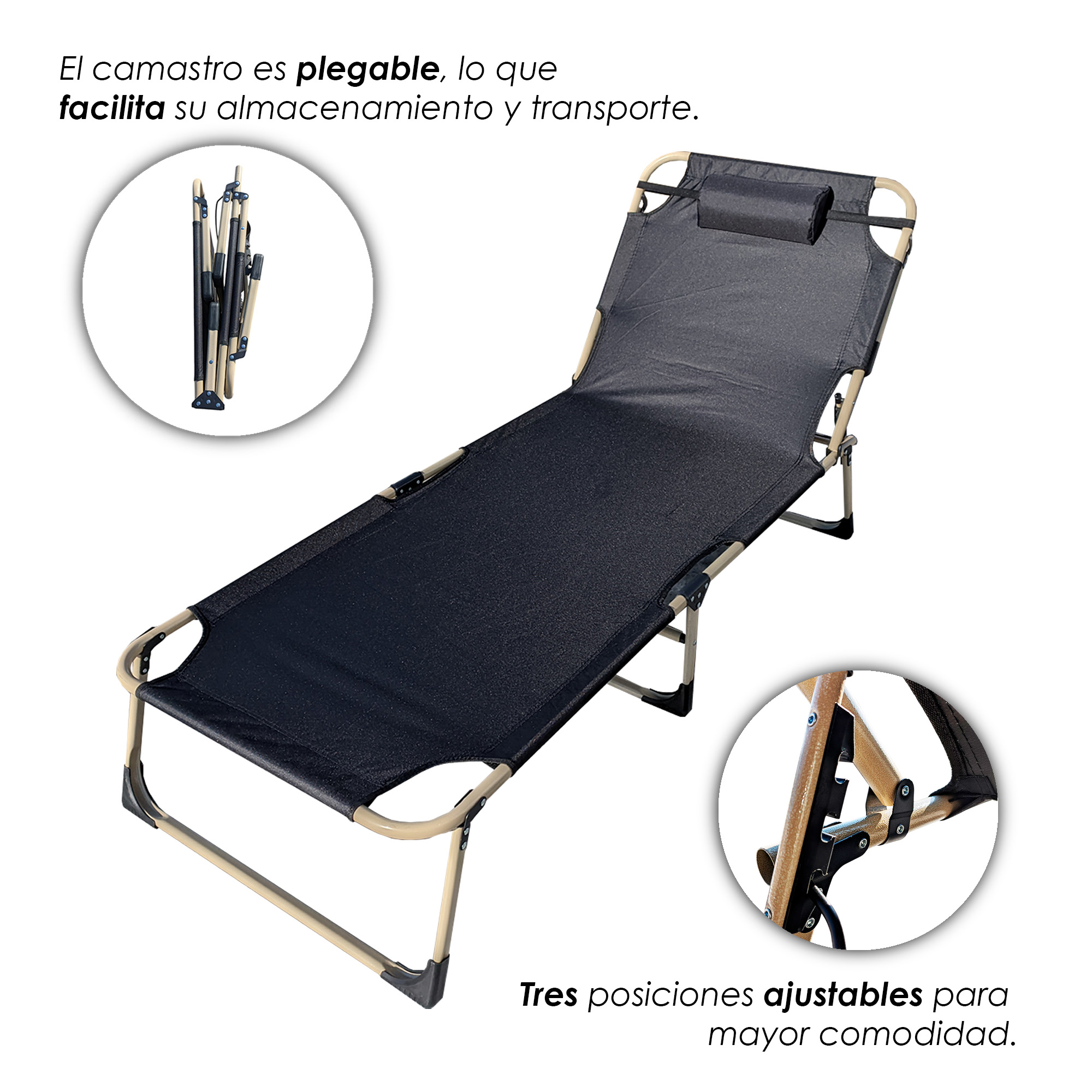 Foto 7 pulgar | Camastro Plegable de Playa Ilios Innova Negro