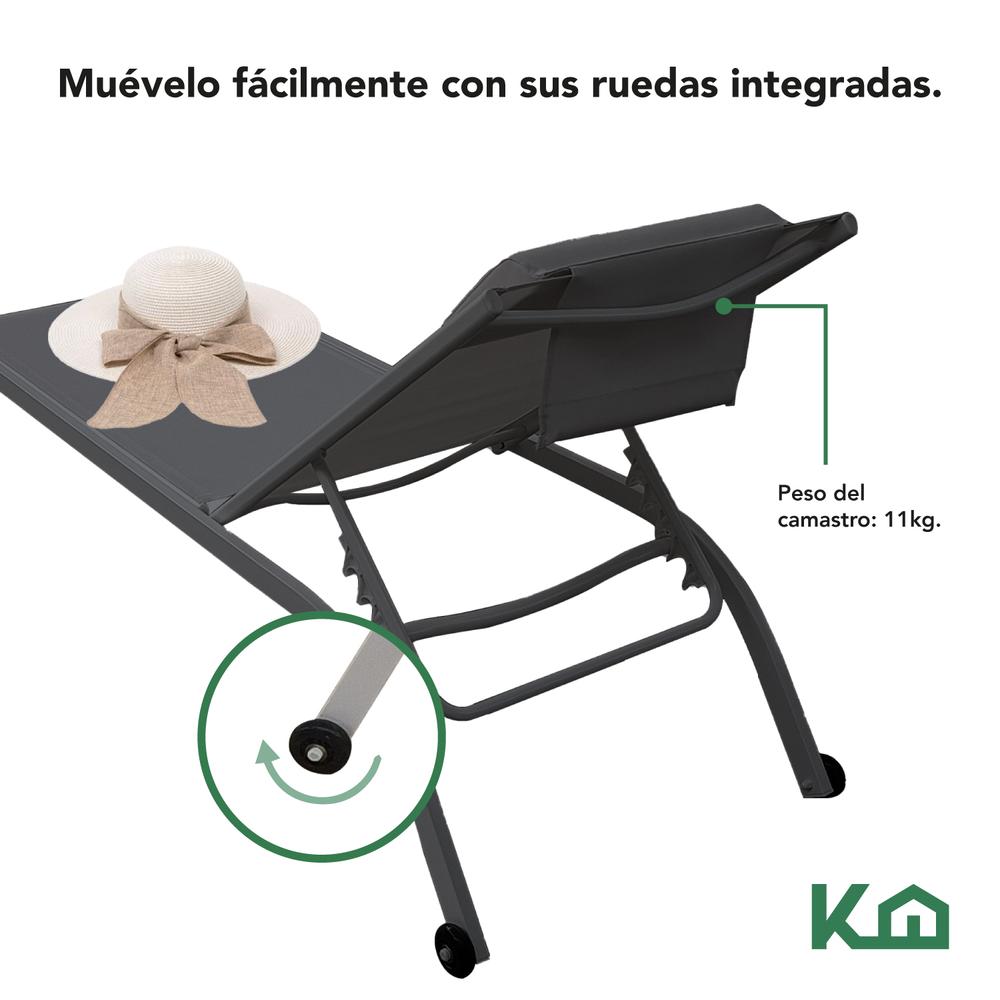 Foto 5 pulgar | Camastro Exterior 2pzs Reclinable Silla Playa Jardín Alberca