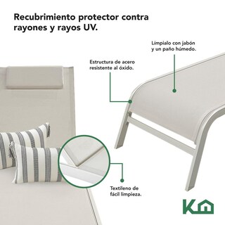 Foto 6 | Camastro Exterior 2pzs Reclinable Silla Playa Jardín Alberca