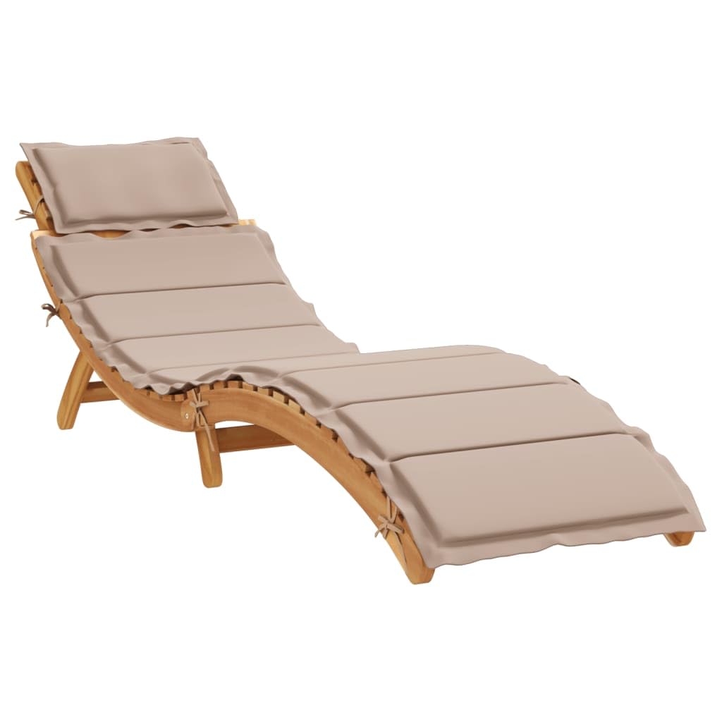 Tumbona Vidaxl De Madera De Acacia Con Cojín, Color Topo, Para Exteriores - Venta Internacional.