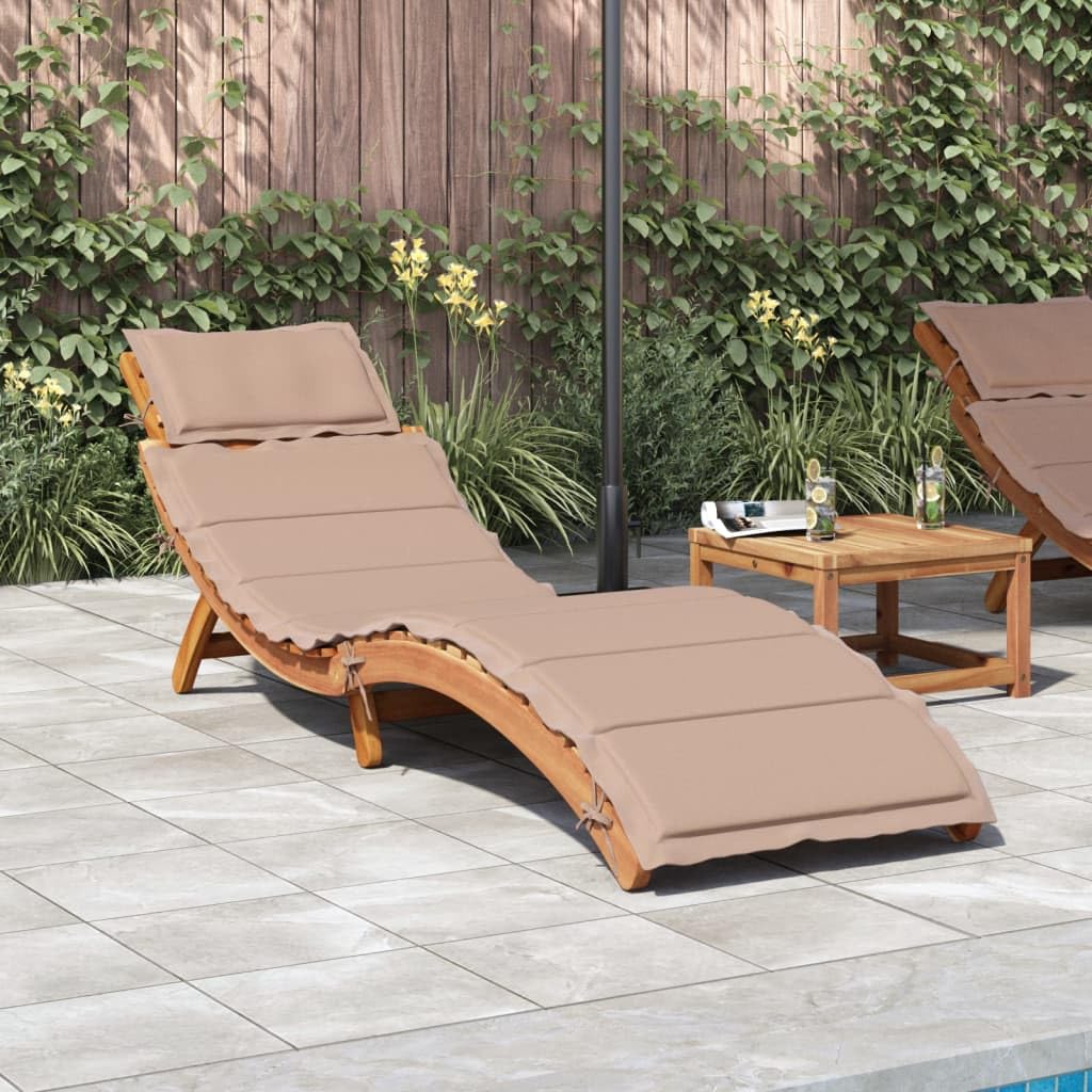 Foto 2 | Tumbona Vidaxl De Madera De Acacia Con Cojín, Color Topo, Para Exteriores - Venta Internacional.