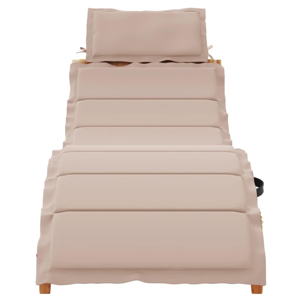 Foto 4 pulgar | Tumbona Vidaxl De Madera De Acacia Con Cojín, Color Topo, Para Exteriores - Venta Internacional.