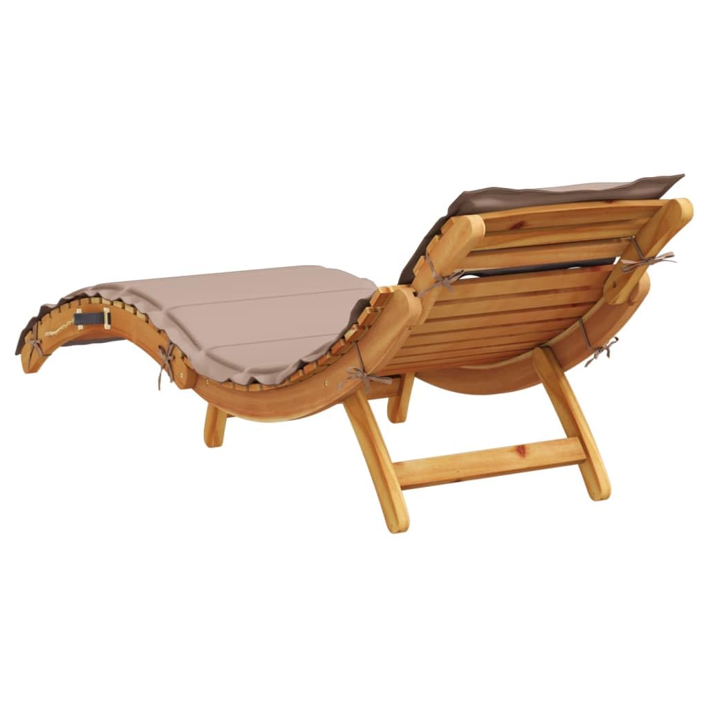 Foto 5 | Tumbona Vidaxl De Madera De Acacia Con Cojín, Color Topo, Para Exteriores - Venta Internacional.