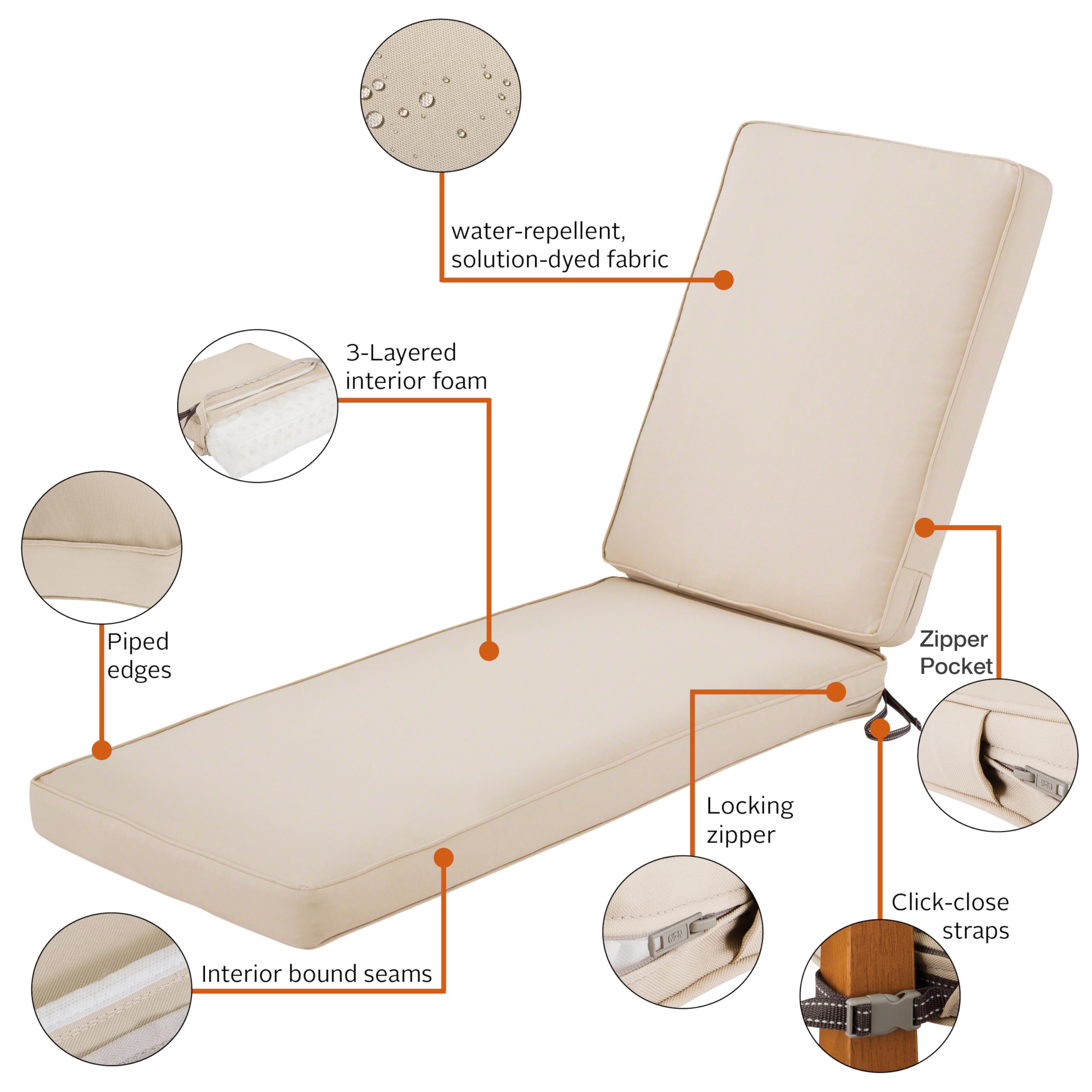 Foto 6 pulgar | Cojín Para Tumbona De Exterior Classic Accessories Montlake - Venta Internacional.