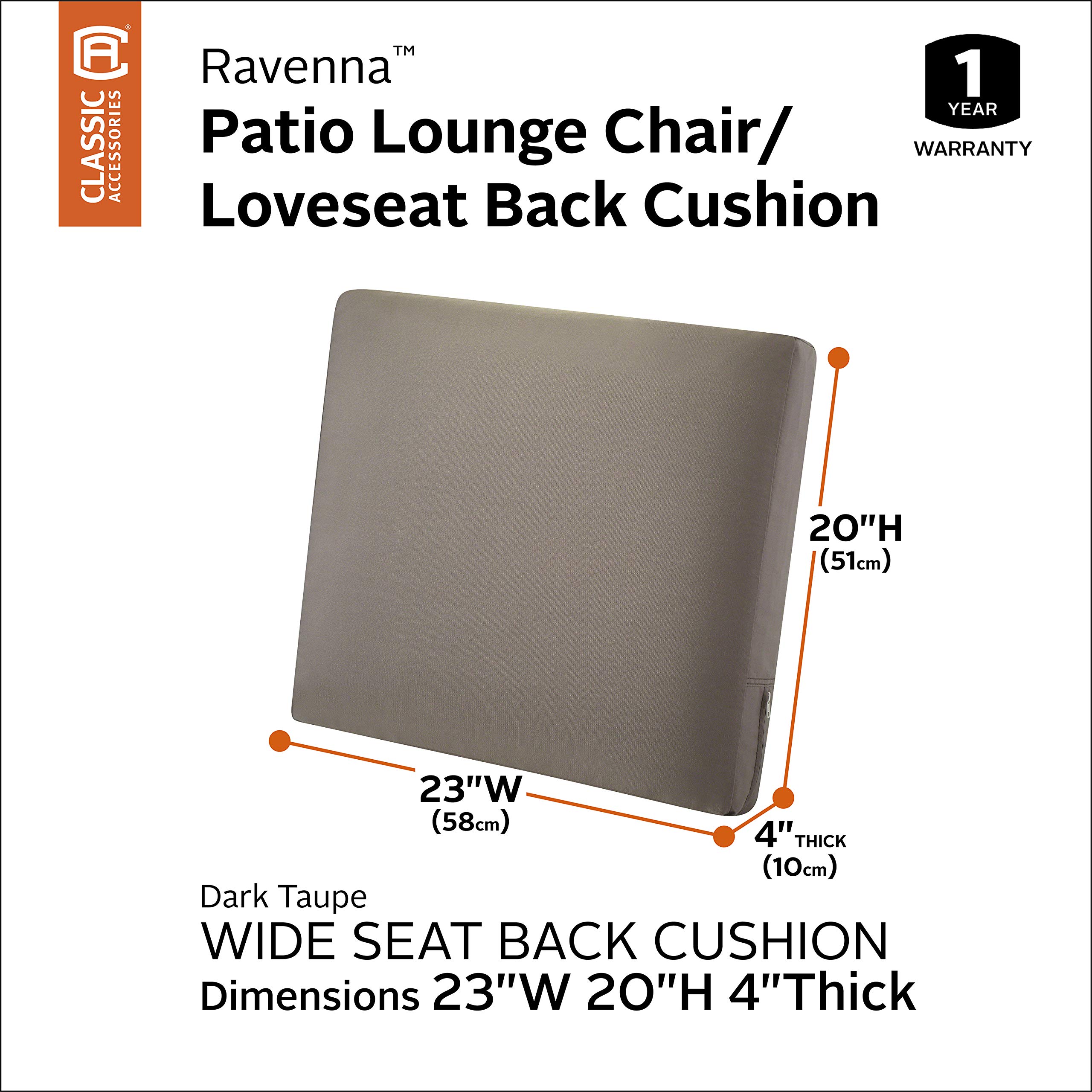 Foto 4 pulgar | Cojín De Respaldo Para Patio Classic Accessories Ravenna 60 X 50 X 10 Cm - Venta Internacional.