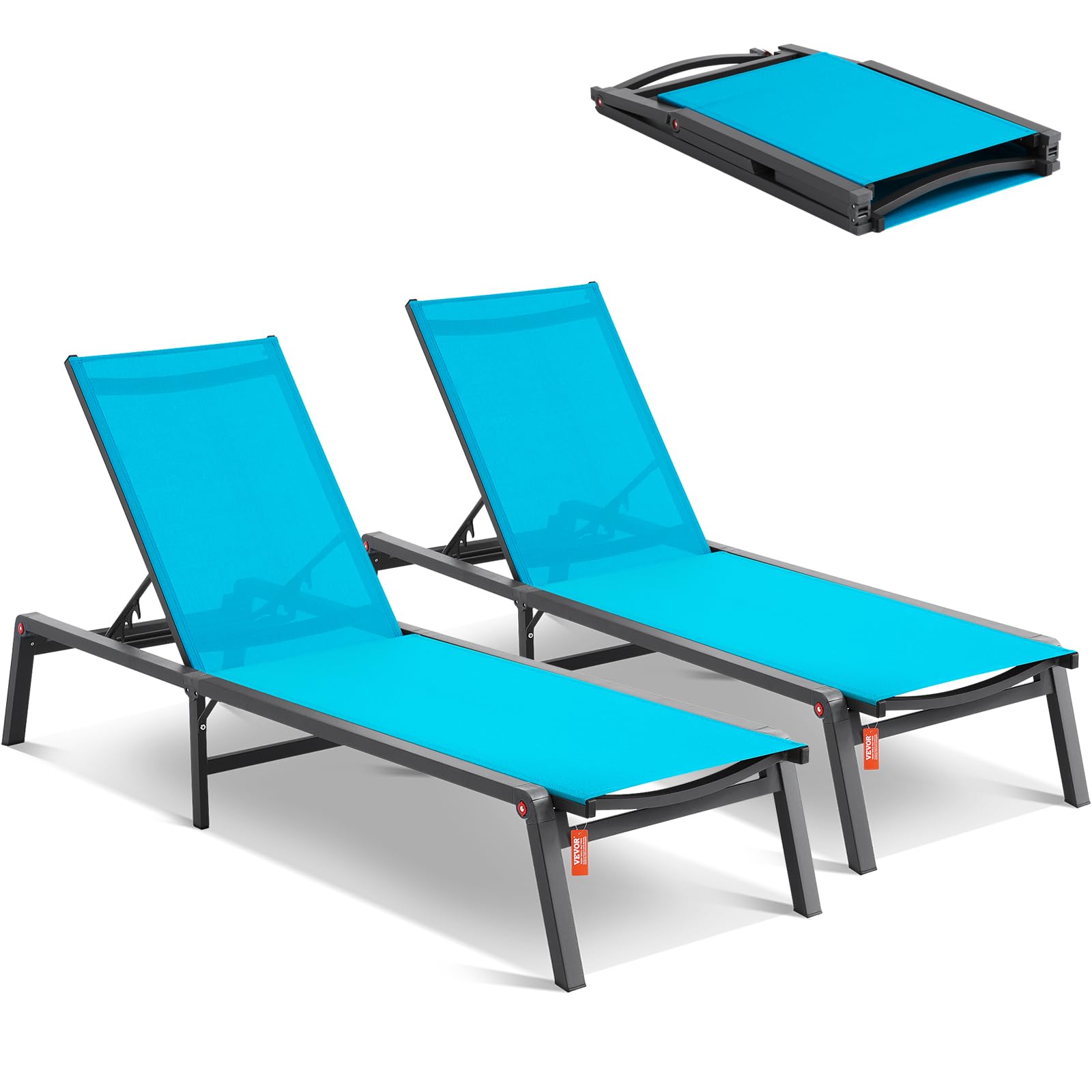 Tumbonas Vevor De Aluminio Con 5 Posiciones, Color Azul, 2 Unidades - Venta Internacional.